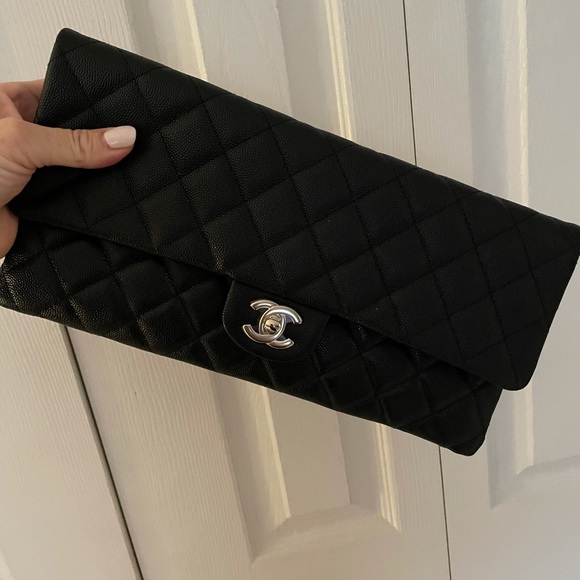 NEW Chanel 21A Classic Caviar Clutch Black GHW - Picture 8 of 11